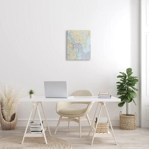Stupell Industries Annapolis Harbor Nautical Map Traditional Cartography Chart, Designed by Daphne Polselli Canvas Wall Art, 16 x 20, Grey in Saudi Arabia