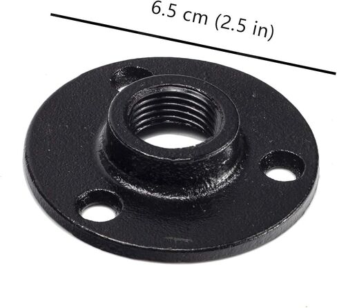 4pcs 1/2 Inch Malleable Black Floor Iron Flange DN15, Three Holes Flange Iron Pipe Floor Fitting Plumbing Threaded Flange DIY Wall Industrial Steampunk Furniture Vintage Retro Decor in Saudi Arabia