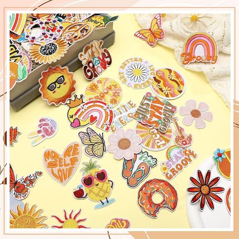VitalCozy 60 Pcs Pink Preppy Iron on Patches Cowgirl Y2K Applique Repair Embroidered Patches Sew on Patches for Clothing Hat Backpack Jean Jackets Clothes Hats Dress Decorations DIY Craft Accessories in Kuwait