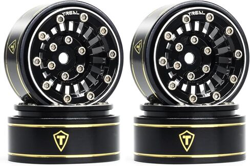 عجلات TREAL SCX24 مقاس 1.0 بوصة (4P) لـ 1/24 Micro RC SCX24 Bronco Gladiator C10 Deadbolt - النوع C (أسود) in Saudi Arabia