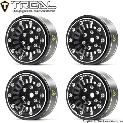 عجلات TREAL SCX24 مقاس 1.0 بوصة (4P) لـ 1/24 Micro RC SCX24 Bronco Gladiator C10 Deadbolt - النوع C (أسود) in Saudi Arabia