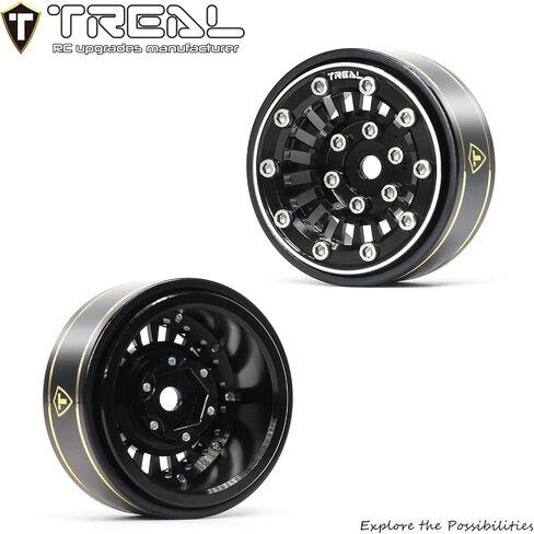 عجلات TREAL SCX24 مقاس 1.0 بوصة (4P) لـ 1/24 Micro RC SCX24 Bronco Gladiator C10 Deadbolt - النوع C (أسود) in Saudi Arabia