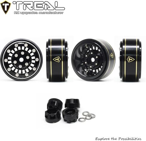عجلات TREAL SCX24 مقاس 1.0 بوصة (4P) لـ 1/24 Micro RC SCX24 Bronco Gladiator C10 Deadbolt - النوع C (أسود) in Saudi Arabia