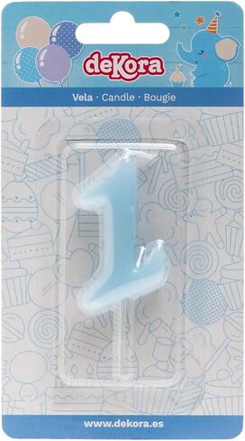 dekora - Original Birthday Candles Numbers in Blue - Candle 1 Birthday Boy - Birthday Candle 1 Year in Kuwait