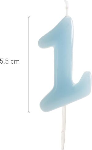 dekora - Original Birthday Candles Numbers in Blue - Candle 1 Birthday Boy - Birthday Candle 1 Year in Kuwait