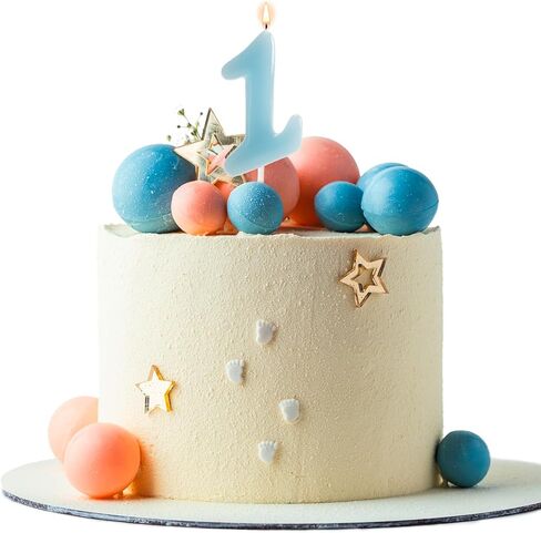dekora - Original Birthday Candles Numbers in Blue - Candle 1 Birthday Boy - Birthday Candle 1 Year in Kuwait
