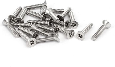 Uxcell® M4x20mm 304 مسامير أمان من الفولاذ المقاوم للصدأ Torx برأس مسطح مضادة للسرقة 20 قطعة in Saudi Arabia