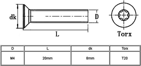 Uxcell® M4x20mm 304 مسامير أمان من الفولاذ المقاوم للصدأ Torx برأس مسطح مضادة للسرقة 20 قطعة in Saudi Arabia