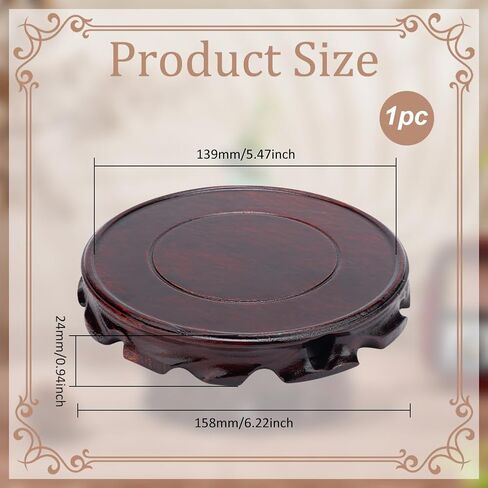FINGERINSPIRE Wooden Display Stand Base 5.5 inch Inner Diameter Dark Red Wooden Round Vase Base, Vintage Circular Table Lamp Teapot Base Handicraft Decoration Display Stand for Home Decor in Saudi Arabia