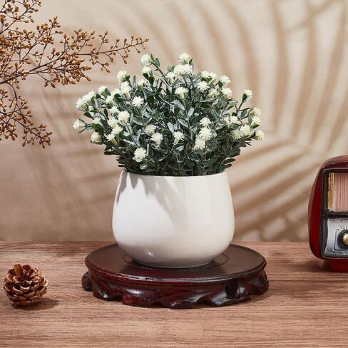 FINGERINSPIRE Wooden Display Stand Base 5.5 inch Inner Diameter Dark Red Wooden Round Vase Base, Vintage Circular Table Lamp Teapot Base Handicraft Decoration Display Stand for Home Decor in Saudi Arabia