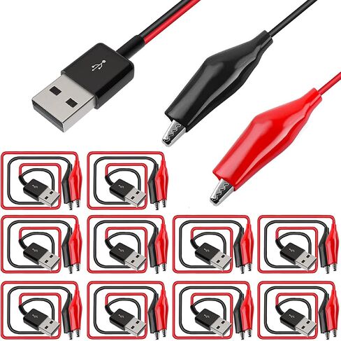 10 قطع من مشبك التمساح إلى USB، مشابك التمساح إلى كابل موصل USB من النوع A ذكر يؤدي اختبار النحاس لاختبار معدات إمداد الطاقة بالدائرة in Saudi Arabia