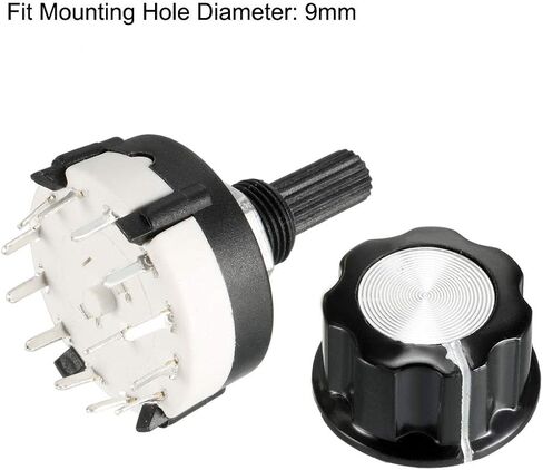 uxcell 1P12T 1 Pole 12 Throw 1Deck Band Channel Rotary Switch Selector with Plastic Knob in Saudi Arabia