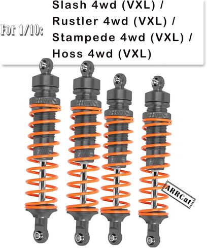 4PCS All Aluminum Front Rear RC Shocks Upgrade Parts for 1/10 Slash 4x4 Rustler 4X4 Stampede 4X4 Hoss 4X4, ARRCat Big Bore RC Shock Absorber Hops up,Replace 5862,Gray in Kuwait