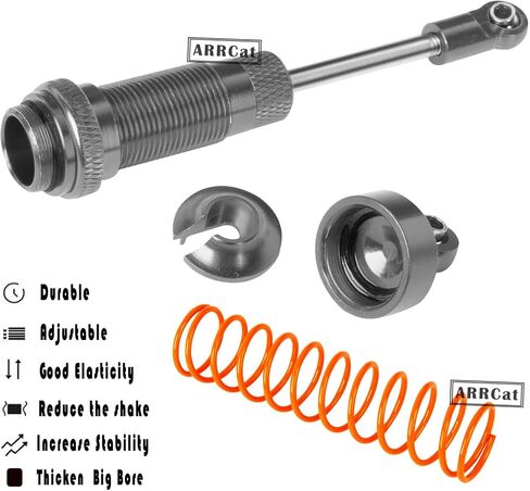 4PCS All Aluminum Front Rear RC Shocks Upgrade Parts for 1/10 Slash 4x4 Rustler 4X4 Stampede 4X4 Hoss 4X4, ARRCat Big Bore RC Shock Absorber Hops up,Replace 5862,Gray in Kuwait