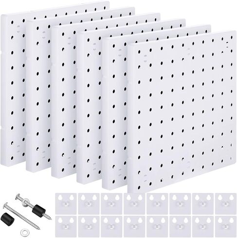 6 قطع من منظم الحائط Pegboard مقاس 10 بوصات صغيرة Pegboard Pegboard مجموعات لوحة الحائط ملحقات Pegboard طريقتان للتركيب لا تسبب ضررًا للجدار لمفضلات مكتب الحمام والمطبخ in Kuwait