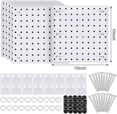 6 قطع من منظم الحائط Pegboard مقاس 10 بوصات صغيرة Pegboard Pegboard مجموعات لوحة الحائط ملحقات Pegboard طريقتان للتركيب لا تسبب ضررًا للجدار لمفضلات مكتب الحمام والمطبخ in Kuwait