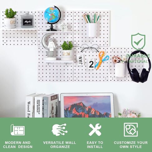 6 قطع من منظم الحائط Pegboard مقاس 10 بوصات صغيرة Pegboard Pegboard مجموعات لوحة الحائط ملحقات Pegboard طريقتان للتركيب لا تسبب ضررًا للجدار لمفضلات مكتب الحمام والمطبخ in Kuwait