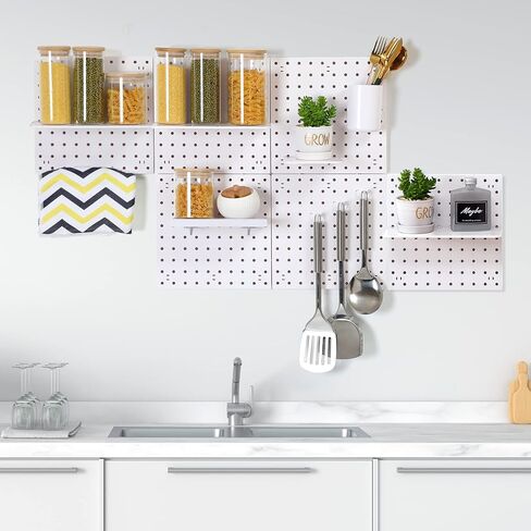 6 قطع من منظم الحائط Pegboard مقاس 10 بوصات صغيرة Pegboard Pegboard مجموعات لوحة الحائط ملحقات Pegboard طريقتان للتركيب لا تسبب ضررًا للجدار لمفضلات مكتب الحمام والمطبخ in Kuwait
