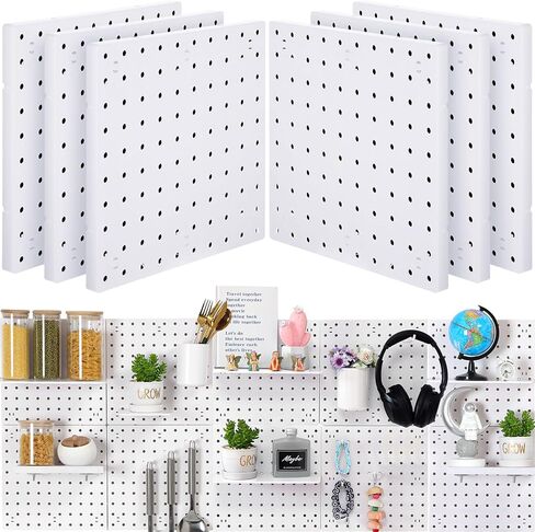 6 قطع من منظم الحائط Pegboard مقاس 10 بوصات صغيرة Pegboard Pegboard مجموعات لوحة الحائط ملحقات Pegboard طريقتان للتركيب لا تسبب ضررًا للجدار لمفضلات مكتب الحمام والمطبخ in Kuwait