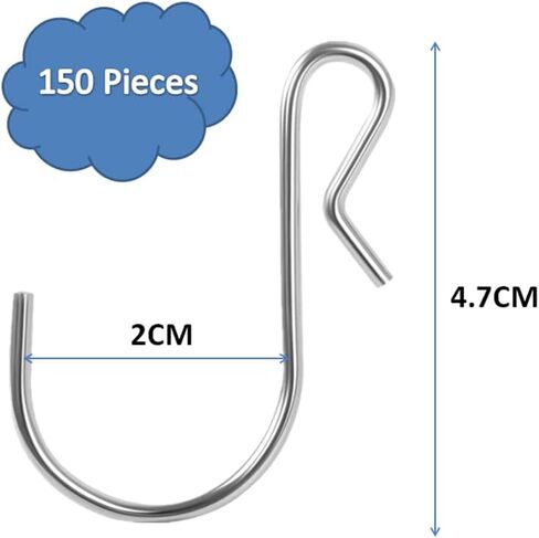 150 قطعة من خطافات معدنية على شكل حرف S، خطافات على شكل حرف S، شماعات معدنية من الفولاذ المقاوم للصدأ، خطافات تعليق من نوع مشبك معدني مصقول، خطافات على شكل حرف S، مناسبة للاستخدام الداخلي والخارجي، مصنوعات يدوية (فضية) in Kuwait