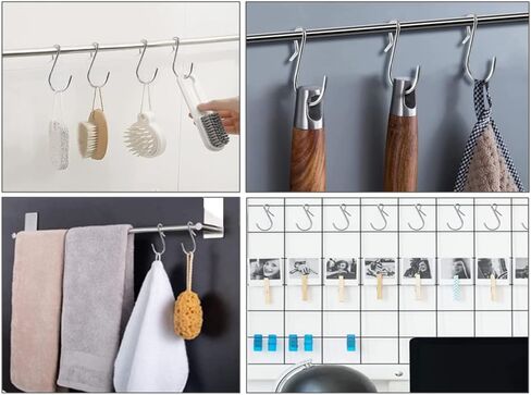 150 قطعة من خطافات معدنية على شكل حرف S، خطافات على شكل حرف S، شماعات معدنية من الفولاذ المقاوم للصدأ، خطافات تعليق من نوع مشبك معدني مصقول، خطافات على شكل حرف S، مناسبة للاستخدام الداخلي والخارجي، مصنوعات يدوية (فضية) in Kuwait