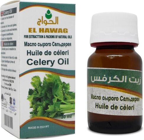 Elhawag زيت الكرفس نقي طبيعي معصور على البارد الحواج الحواج المصرية المصرية الأعشاب العربية أعشاب عربية أعشاب شرقية للجسم والشعر بدون مواد معدلة وراثيا كوشير حلال (1 عبوة = 1.01 أونصة / 30 مل) زيت الكرفس الحواج in Kuwait