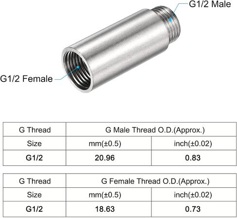 MECCANIXITY Stainless Steel Extension Pipe Fitting 30mm G1/2 Female to G1/2 Male Thread Reducer Coupling Adapter Connector Pack of 3 in Saudi Arabia
