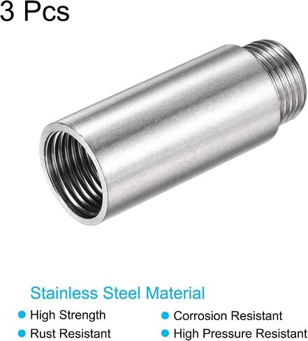 MECCANIXITY Stainless Steel Extension Pipe Fitting 30mm G1/2 Female to G1/2 Male Thread Reducer Coupling Adapter Connector Pack of 3 in Saudi Arabia