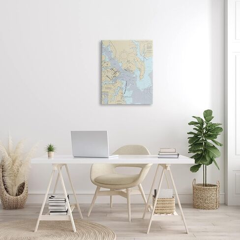 Stupell Industries Annapolis Harbor Nautical Map Traditional Cartography Chart, Designed by Daphne Polselli Canvas Wall Art, 16 x 20, Grey in Saudi Arabia