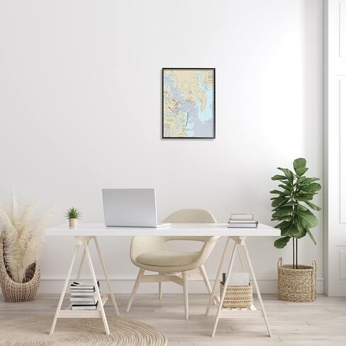 Stupell Industries Annapolis Harbor Nautical Map Traditional Cartography Chart, Designed by Daphne Polselli Canvas Wall Art, 16 x 20, Grey in Saudi Arabia