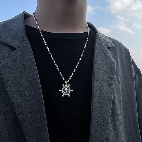 Compass Nautical Ship Wheel Cremation Urn Necklace for Ashes Keepsake Memorial Stainless Steel Pendant Jewelry for Men Women in Kuwait