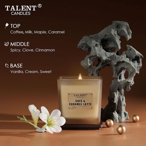 Deluxe Noble Scented Candles, Soy Candles for Home Scented, 7.05oz, Aromatherapy Candles with Lid, Cafe & Caramel Latte in Saudi Arabia