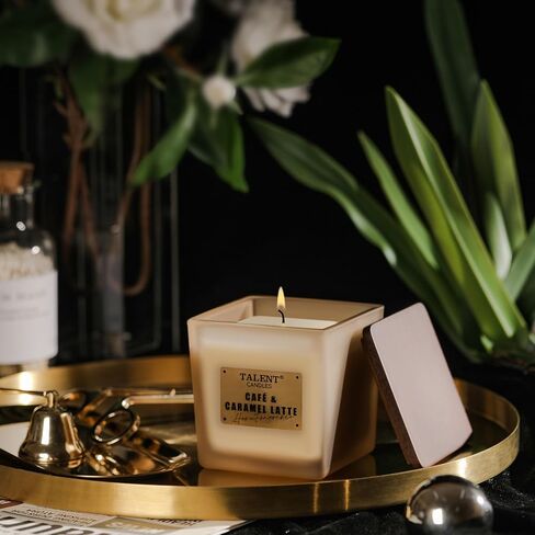 Deluxe Noble Scented Candles, Soy Candles for Home Scented, 7.05oz, Aromatherapy Candles with Lid, Cafe & Caramel Latte in Saudi Arabia