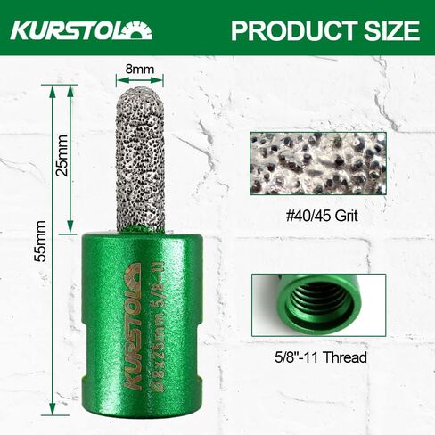 لقمة هاون ماسية من KURSTOL - 5/16 بوصة × 4 بوصة مع خيط 58-11 لإزالة ملاط ​​البناء بالطوب والحجر وقطعة طاحونة زاوية خرسانية in Kuwait