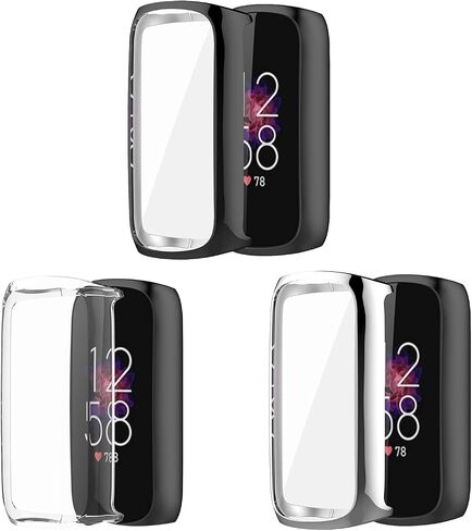 FitTurn 3 Packs Screen Protector Compatible with Fitbit Luxe Fitness and Wellness Tracker Ultra Slim Soft Full Cover Case Repalement Accessories -Soft, Convenient and Practical (Gold,RoseGold,Pink) in Saudi Arabia