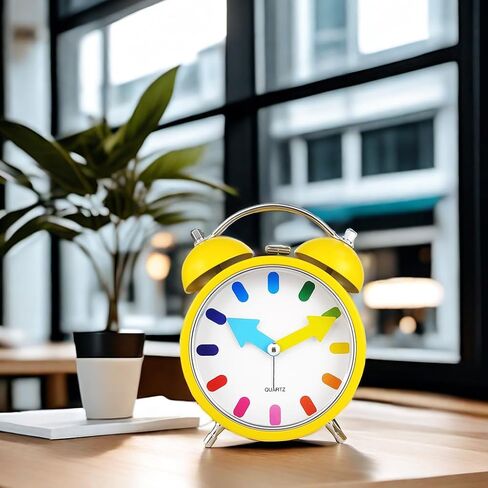 4.3'' Loud Twin Bell Alarm Clock for Heavy Sleepers-Travel Alarm Clock with Backlight, Analog Retro Desk Clock,Battery Operated,Small Cute Alarm Clock for Bedroom Home Decor J-ON (Yellow) in Saudi Arabia