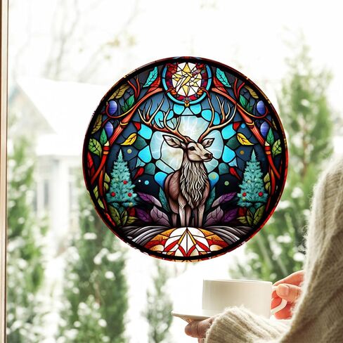 4 Sheets Christmas Window Clings,Christmas Cardinal Window Stickers,Christmas Decorations Christmas Decor for Glass Windows,Painted Window Clings with Cardinal,Poinsettia,Rooster (JD139) in Saudi Arabia
