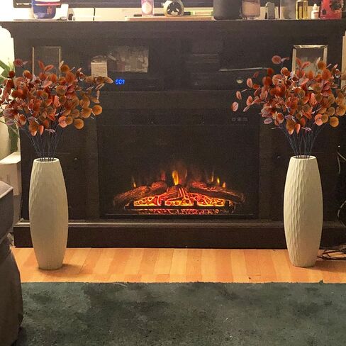 6 Pcs Fall Eucalyptus Leaves, 35Inch Artificial Eucalyptus Stems, Silver Dollar Leaves Autumn Leaf Branches, Fake Brown Eucalyptus for Xmas Home Autumn Thanksgiving Decor(Dark Yellow) in Saudi Arabia