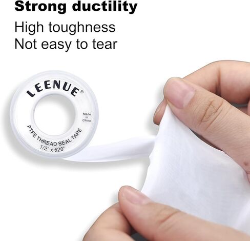 شريط سباكين PTFE، 1/2 بوصة (عرض) × 520 بوصة (طول) شريط تفلون سمك 4 مل لمنع تسرب الأنابيب، شريط سباكة شريط ختم خيط لرأس الدش والمجاري 6 عبوات in Kuwait