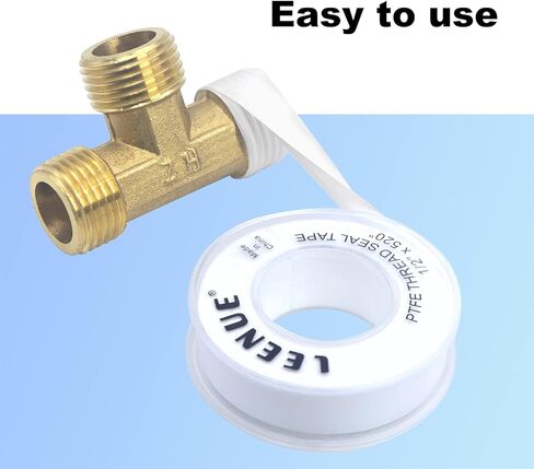 شريط سباكين PTFE، 1/2 بوصة (عرض) × 520 بوصة (طول) شريط تفلون سمك 4 مل لمنع تسرب الأنابيب، شريط سباكة شريط ختم خيط لرأس الدش والمجاري 6 عبوات in Kuwait