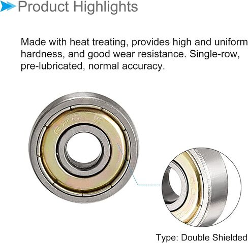 Deep Groove Ball Bearing, 687ZZ Model 7mm ID 14mm OD 5mm Thick, Carbon Steel Double Shield Bearings - (Applications: for Motor Skateboards Roller Wheels), 4 - Pieces in Saudi Arabia