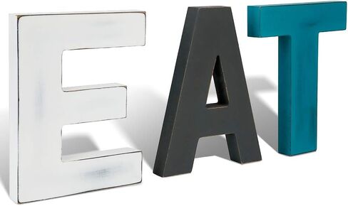 Solution4Patio Wooden EAT Decorative Signs with Back Hanging Holes, Freestanding Cutout Words Table Centerpiece, Rustic Letters for Dining Room, Kitchen Decor #D307A00 in Saudi Arabia