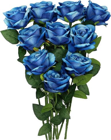 Omygarden Purple Artificial Rose Flower Bouquet, Fake Silk Roses, Wedding Party Home Office Decoration,10PCS in Saudi Arabia