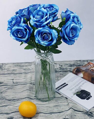 Omygarden Purple Artificial Rose Flower Bouquet, Fake Silk Roses, Wedding Party Home Office Decoration,10PCS in Saudi Arabia