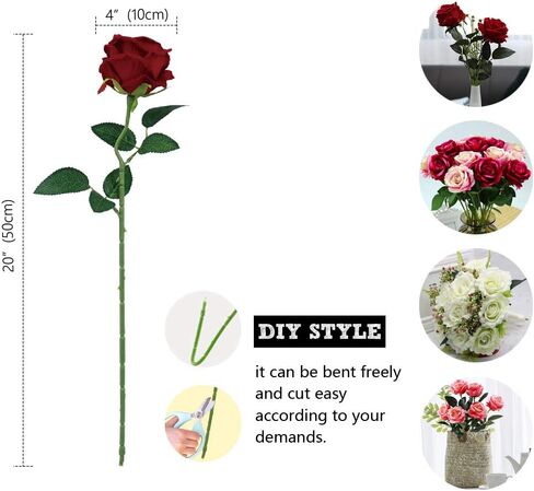 Omygarden Purple Artificial Rose Flower Bouquet, Fake Silk Roses, Wedding Party Home Office Decoration,10PCS in Saudi Arabia