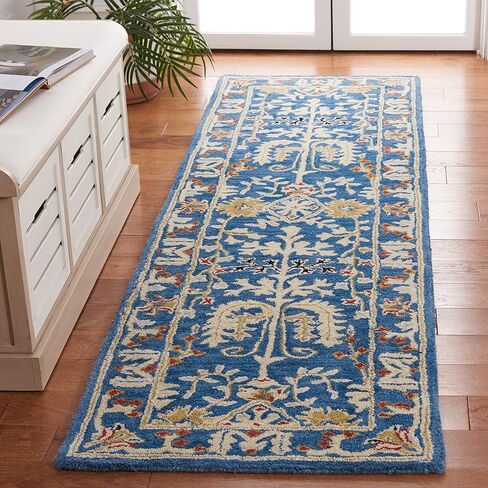 سجادة SAFAVIEH Antiquity Collection - 2'3" x 6'، أزرق داكن ومتعدد، صوف شرقي تقليدي مصنوع يدويًا، مثالية للمناطق ذات حركة المرور العالية في غرفة المعيشة وغرفة النوم (AT64B) in Saudi Arabia