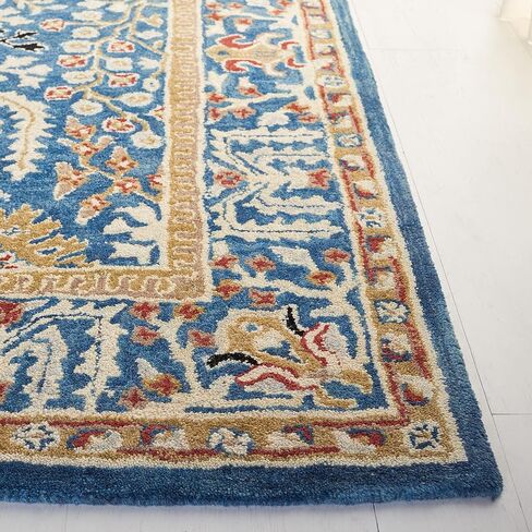 سجادة SAFAVIEH Antiquity Collection - 2'3" x 6'، أزرق داكن ومتعدد، صوف شرقي تقليدي مصنوع يدويًا، مثالية للمناطق ذات حركة المرور العالية في غرفة المعيشة وغرفة النوم (AT64B) in Saudi Arabia