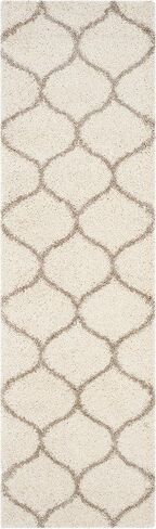 SAFAVIEH Hudson Shag Collection Runner Rug - 2'3" x 6', Ivory & Beige, Moroccan Trellis Design, Non-Shedding & Easy Care, 2-inch Thick Ideal for High Traffic Areas in Living Room, Bedroom (SGH280D) in Saudi Arabia