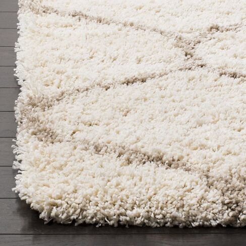 SAFAVIEH Hudson Shag Collection Runner Rug - 2'3" x 6', Ivory & Beige, Moroccan Trellis Design, Non-Shedding & Easy Care, 2-inch Thick Ideal for High Traffic Areas in Living Room, Bedroom (SGH280D) in Saudi Arabia