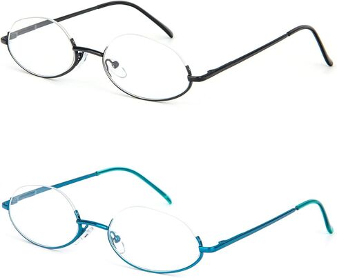 نظارات قراءة KoKoBin نصف قمر، زوجان من إطار نصف عدسة أزرق يحجب الضوء الأزرق للرجال والنساء in Kuwait